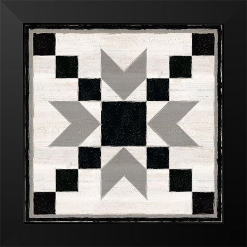 Black  and White Quilt Block XI Black Modern Wood Framed Art Print by Reed, Tara