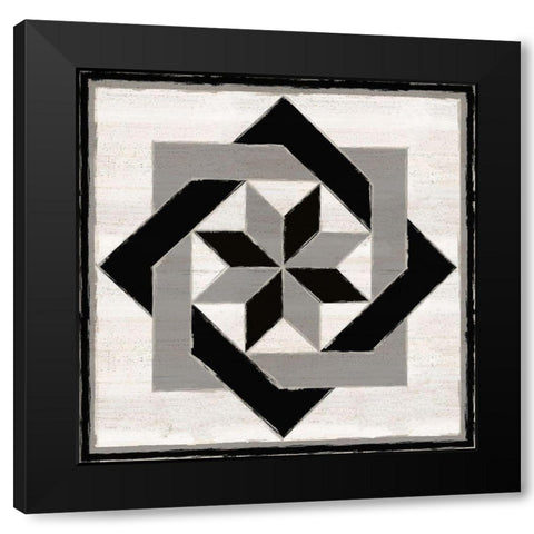 Black  and White Quilt Block XII Black Modern Wood Framed Art Print by Reed, Tara