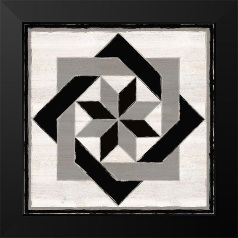 Black  and White Quilt Block XII Black Modern Wood Framed Art Print by Reed, Tara