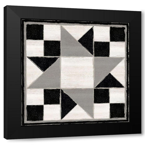 Black and  White Quilt Block XIII Black Modern Wood Framed Art Print with Double Matting by Reed, Tara