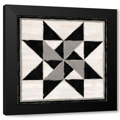 Black  and White Quilt Block XIV Black Modern Wood Framed Art Print by Reed, Tara