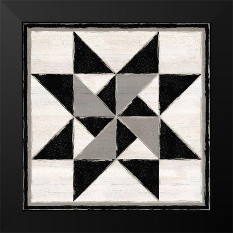 Black  and White Quilt Block XIV Black Modern Wood Framed Art Print by Reed, Tara