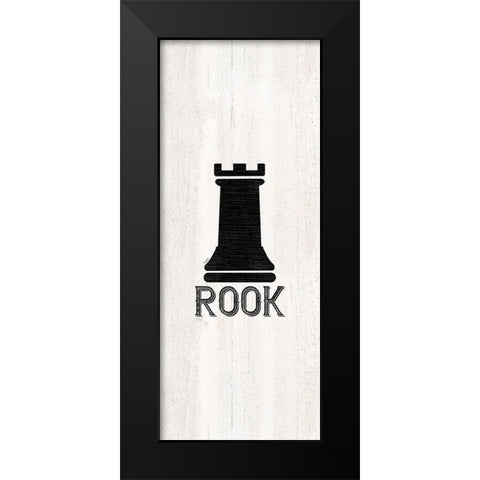 Chess Piece vertical V-Rook Black Modern Wood Framed Art Print by Reed, Tara
