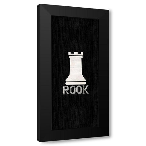 Chess Piece vertical black V-Rook Black Modern Wood Framed Art Print by Reed, Tara