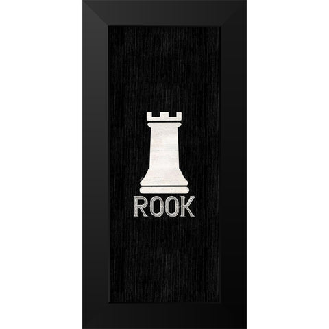 Chess Piece vertical black V-Rook Black Modern Wood Framed Art Print by Reed, Tara