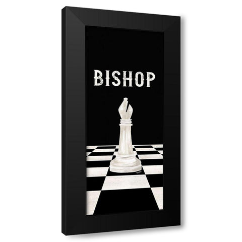Rather be Playing Chess Pieces white panel IV-Bishop Black Modern Wood Framed Art Print by Reed, Tara