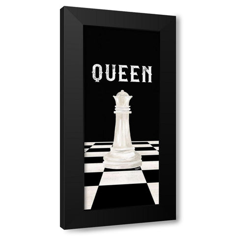 Rather be Playing Chess Pieces white panel VI-Queen Black Modern Wood Framed Art Print by Reed, Tara