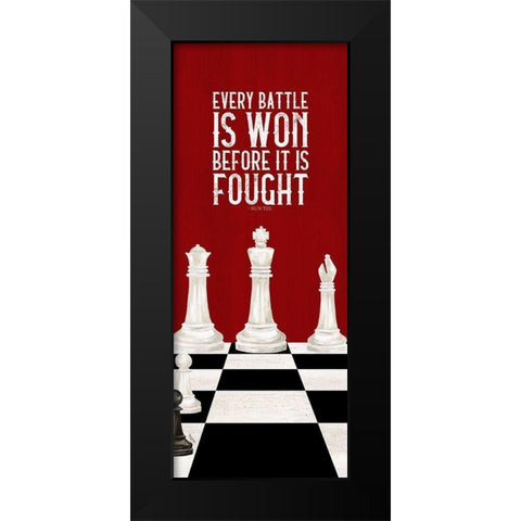 Rather be Playing Chess red panel I-Every Battle Black Modern Wood Framed Art Print by Reed, Tara