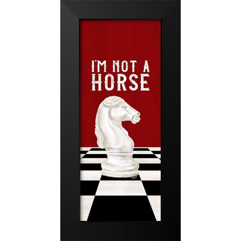 Rather be Playing Chess red panel IV-Not a Horse Black Modern Wood Framed Art Print by Reed, Tara