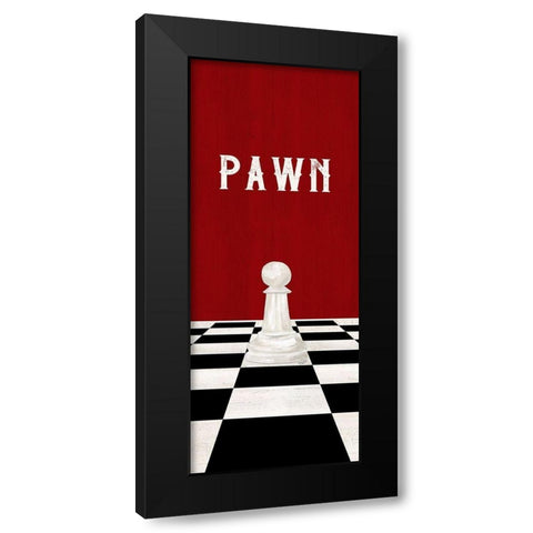 Rather be Playing Chess Pieces red panel I-Pawn Black Modern Wood Framed Art Print with Double Matting by Reed, Tara