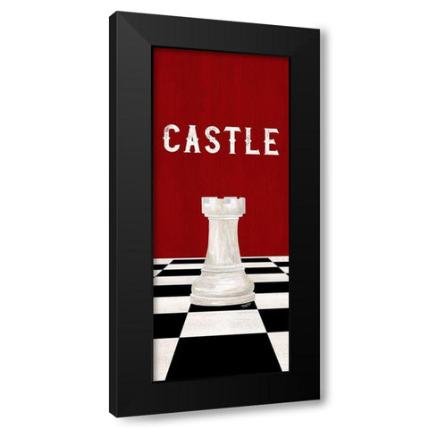 Rather be Playing Chess Pieces red panel II-Castle Black Modern Wood Framed Art Print with Double Matting by Reed, Tara