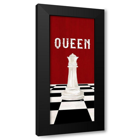 Rather be Playing Chess Pieces red panel VI-Queen Black Modern Wood Framed Art Print with Double Matting by Reed, Tara