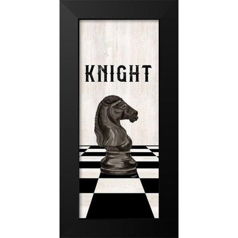 Rather be Playing Chess Pieces black panel III-Knight Black Modern Wood Framed Art Print by Reed, Tara