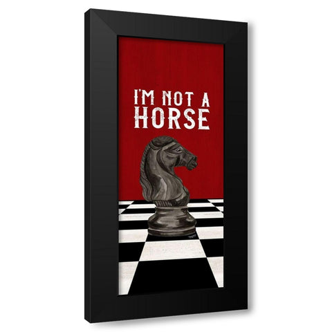 Rather be Playing Chess black on red panel IV-Not a Horse Black Modern Wood Framed Art Print with Double Matting by Reed, Tara