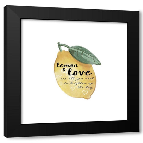 Citrus Limon sentiment II Black Modern Wood Framed Art Print with Double Matting by Bannarot