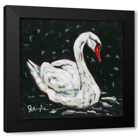 White Swan Black Modern Wood Framed Art Print by Augustine, Jodi