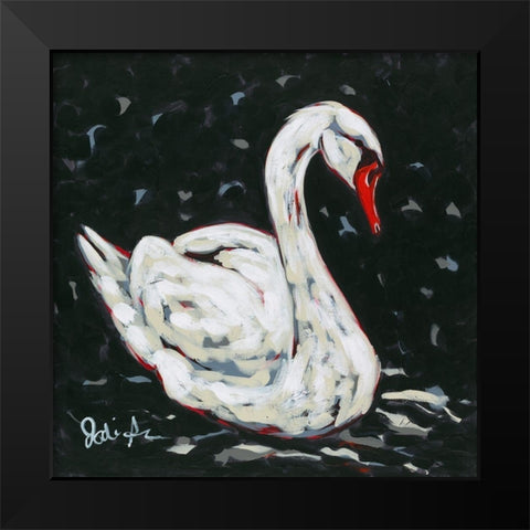 White Swan Black Modern Wood Framed Art Print by Augustine, Jodi