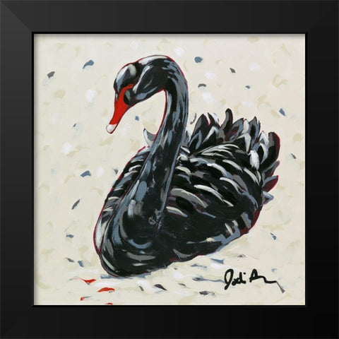 Black Swan Black Modern Wood Framed Art Print by Augustine, Jodi