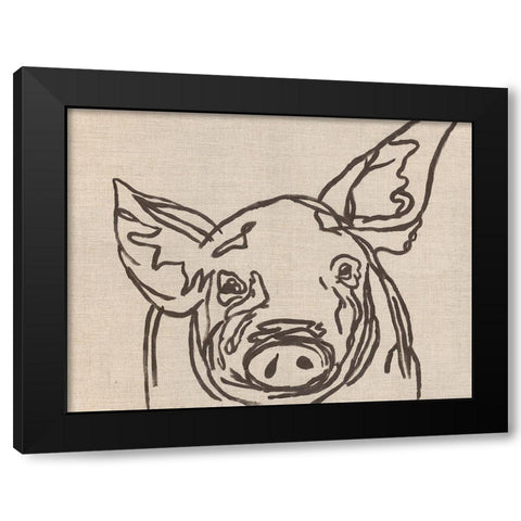 Farm Sketch Pig Black Modern Wood Framed Art Print with Double Matting by Bryan, Kathleen