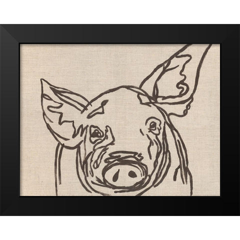 Farm Sketch Pig Black Modern Wood Framed Art Print by Bryan, Kathleen