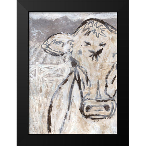 Farm Sketch Cow Black Modern Wood Framed Art Print by Bryan, Kathleen