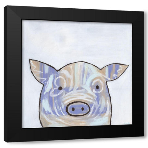 Paint Splotch Pig Black Modern Wood Framed Art Print with Double Matting by Bryan, Kathleen
