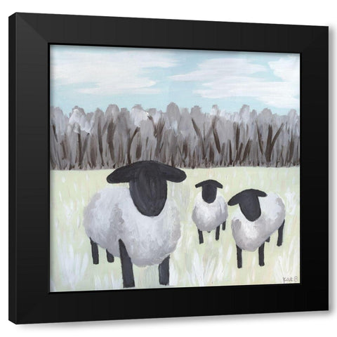 Paint Splotch Sheep Black Modern Wood Framed Art Print with Double Matting by Bryan, Kathleen