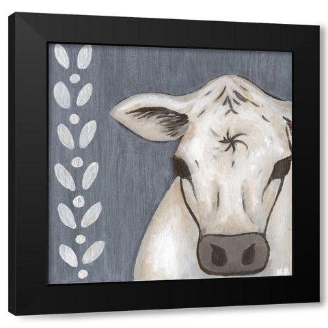 Paint Splotch Cow Black Modern Wood Framed Art Print with Double Matting by Bryan, Kathleen