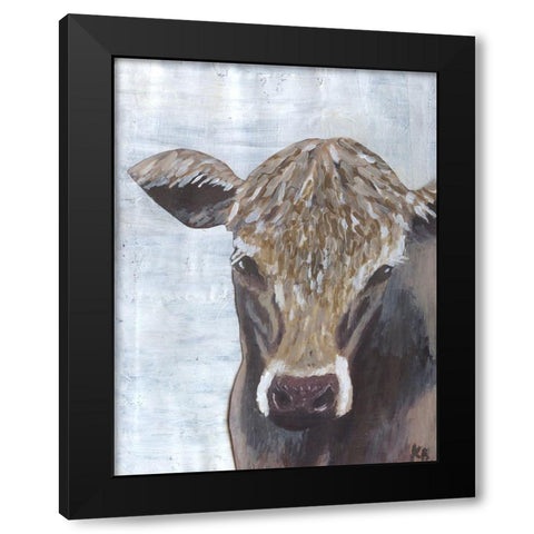 Brown Cow Black Modern Wood Framed Art Print by Bryan, Kathleen