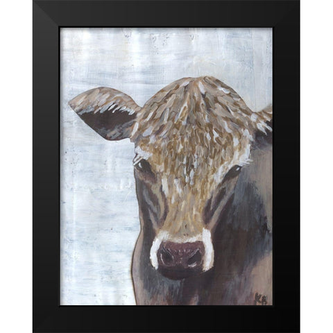 Brown Cow Black Modern Wood Framed Art Print by Bryan, Kathleen