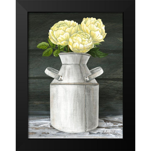 Farmhouse Garden IV-Peonies in jug Black Modern Wood Framed Art Print by Wilson, Kelsey