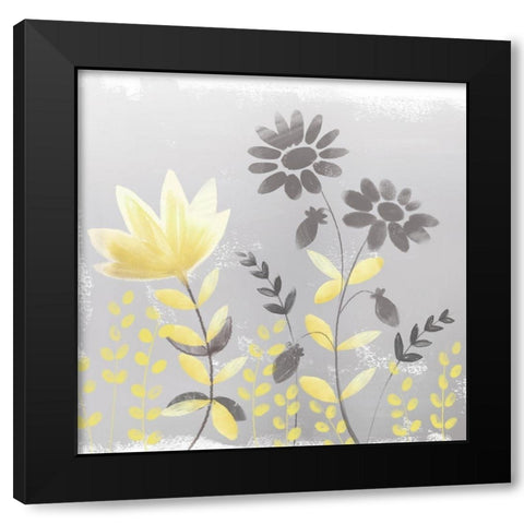 Soft Nature yellow And grey I Black Modern Wood Framed Art Print by Northern Lights