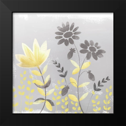Soft Nature yellow And grey I Black Modern Wood Framed Art Print by Northern Lights
