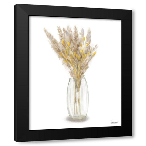 Dried  Flower yellow III Black Modern Wood Framed Art Print with Double Matting by Bannarot