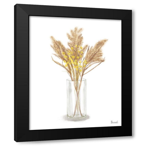 Dried  Flower yellow IV Black Modern Wood Framed Art Print with Double Matting by Bannarot