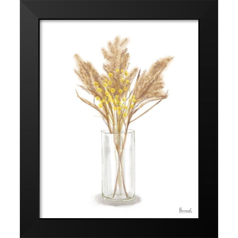 Dried  Flower yellow IV Black Modern Wood Framed Art Print by Bannarot