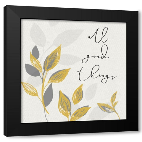 Botanical  Inspiration yellow gray I-Good Things Black Modern Wood Framed Art Print with Double Matting by HM Design