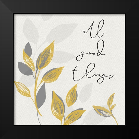 Botanical  Inspiration yellow gray I-Good Things Black Modern Wood Framed Art Print by HM Design