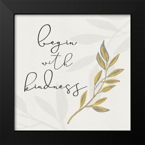 Botanical  Inspiration yellow gray II-Kindness Black Modern Wood Framed Art Print by HM Design