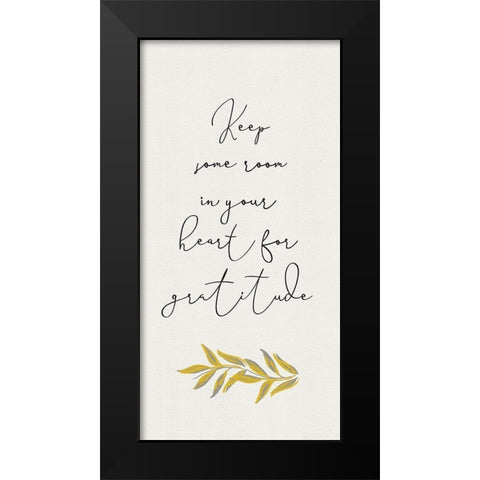 Botanical  Inspiration panel yellow gray II-Gratitude Black Modern Wood Framed Art Print by HM Design