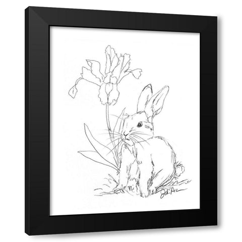 Bunny  Sketch Iris Black Modern Wood Framed Art Print with Double Matting by Augustine, Jodi