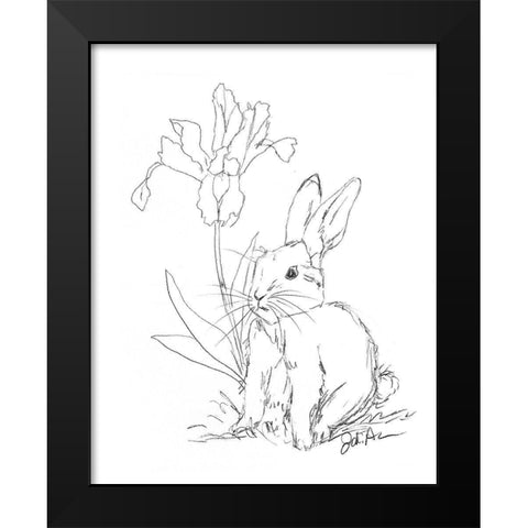 Bunny  Sketch Iris Black Modern Wood Framed Art Print by Augustine, Jodi