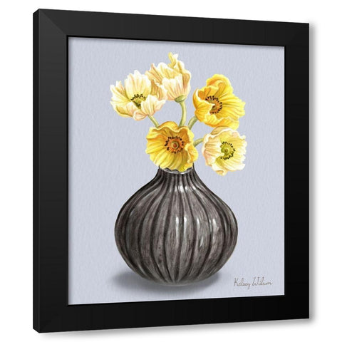 Poppies  in Vase I Black Modern Wood Framed Art Print by Wilson, Kelsey