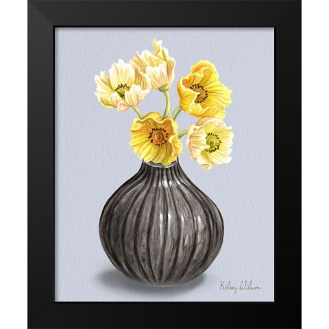 Poppies  in Vase I Black Modern Wood Framed Art Print by Wilson, Kelsey