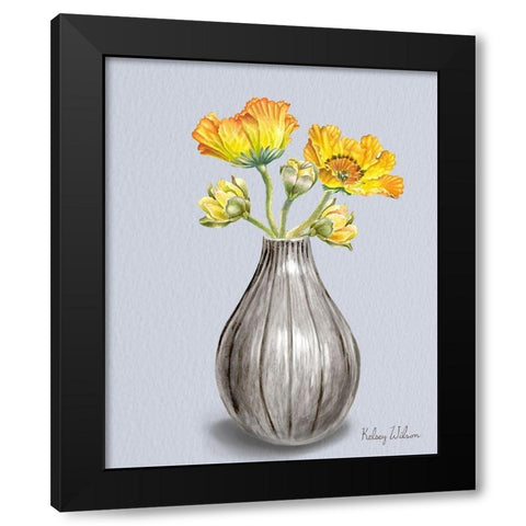 Poppies  in Vase II Black Modern Wood Framed Art Print with Double Matting by Wilson, Kelsey