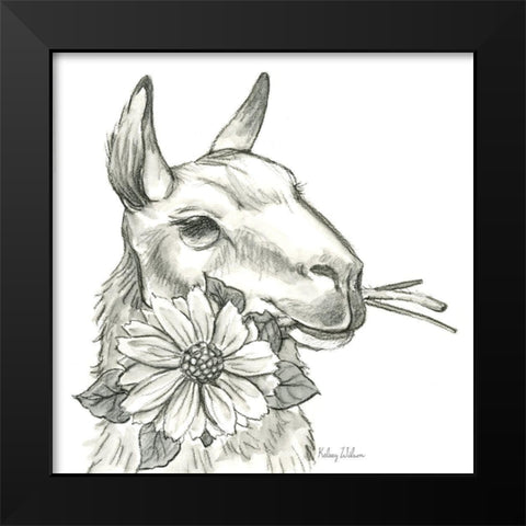 Watercolor  Pencil Farm XI-Llama 2 Black Modern Wood Framed Art Print by Wilson, Kelsey