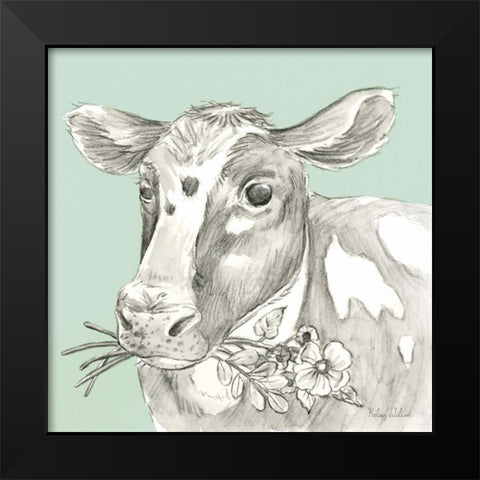 Watercolor  Pencil Farm color II-Cow Black Modern Wood Framed Art Print by Wilson, Kelsey