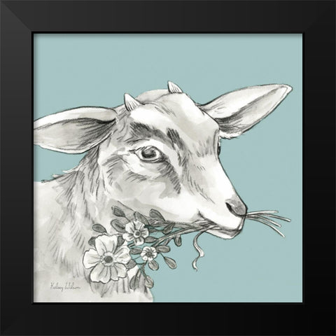 Watercolor  Pencil Farm color IV-Goat Black Modern Wood Framed Art Print by Wilson, Kelsey