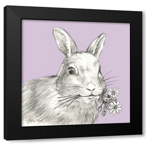 Watercolor  Pencil Farm color V-Rabbit Black Modern Wood Framed Art Print with Double Matting by Wilson, Kelsey