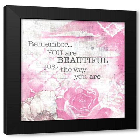 Textured  Sentiment pink I Black Modern Wood Framed Art Print by Lee C